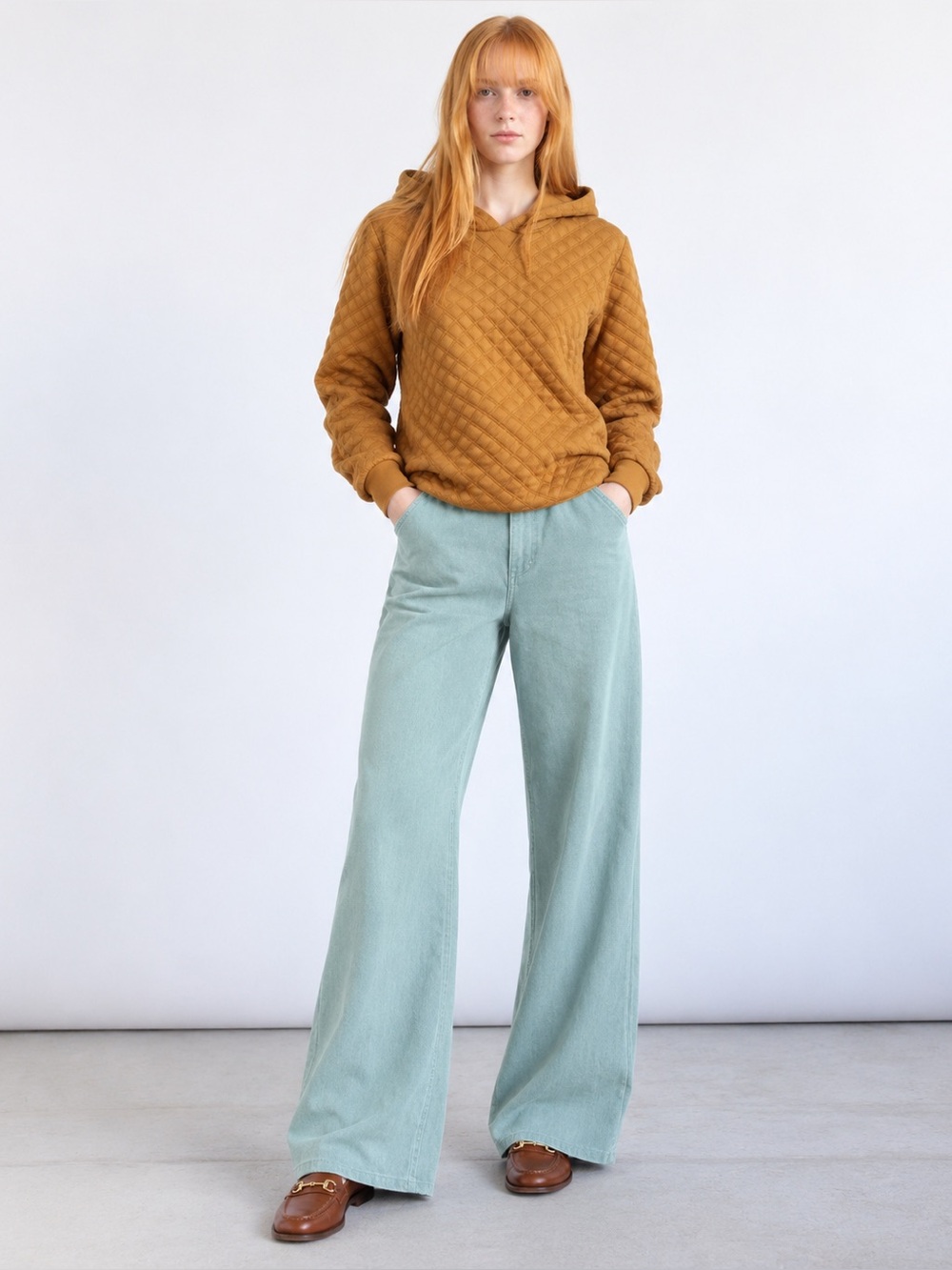 Architect Quilted Hooded Pullover in Golden Rod